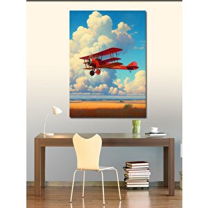 Kanvas Tablo Kırmızı Retro Uçak 100x140 cm