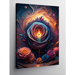Kanvas Tablo Güller Ve Mum 70x100 cm