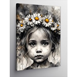 Kanvas Tablo Papatyalar Ve Küçük Kız 70x100 cm
