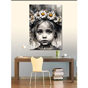 Kanvas Tablo Papatyalar Ve Küçük Kız 70x100 cm