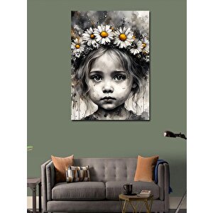 Kanvas Tablo Papatyalar Ve Küçük Kız 70x100 cm