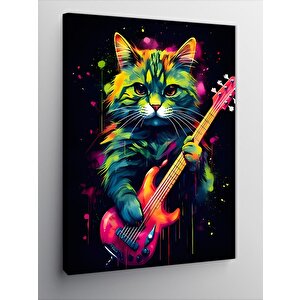 Kanvas Tablo Gitar Çalan Kedi