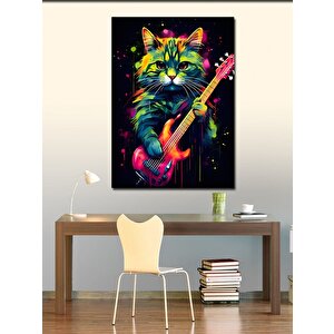 Kanvas Tablo Gitar Çalan Kedi