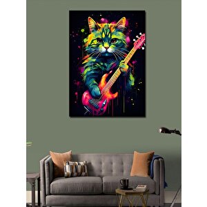 Kanvas Tablo Gitar Çalan Kedi