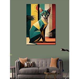 Kanvas Tablo Renkli Kedi 100x140 cm