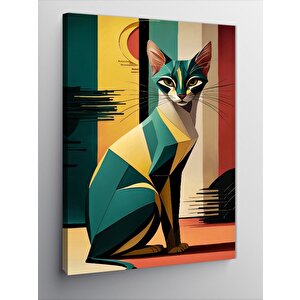 Kanvas Tablo Renkli Kedi