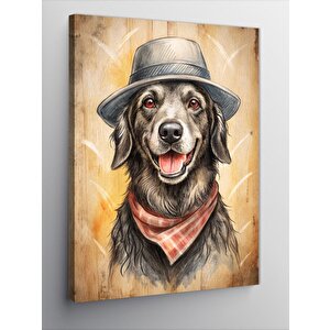 Kanvas Tablo Şapkalı Sevimli Köpek