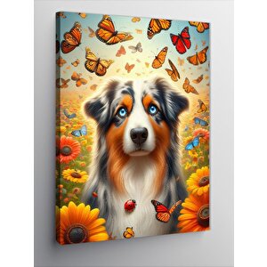 Kanvas Tablo Kelebekler Ve Köpek 70x100 cm