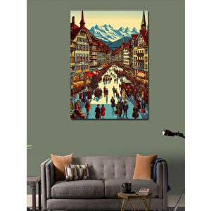 Kanvas Tablo Retro Şehir Merkezi 70x100 cm