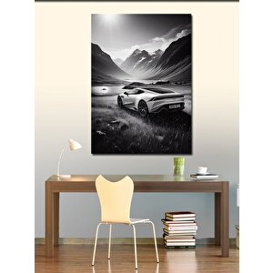 Kanvas Tablo Siyah Beyaz Spor Araba 100x140 cm