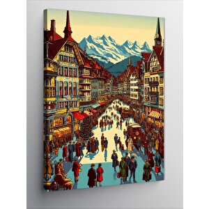 Kanvas Tablo Retro Şehir Merkezi