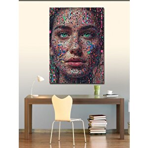 Kanvas Tablo Renkler Ve Kadın Suratı 70x100 cm