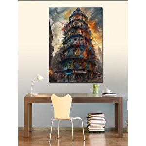 Kanvas Tablo Pastel Renkli Köşe Bina