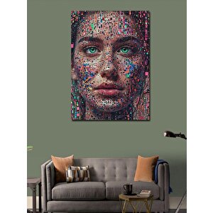 Kanvas Tablo Renkler Ve Kadın Suratı 100x140 cm