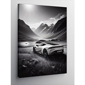 Kanvas Tablo Siyah Beyaz Spor Araba 70x100 cm