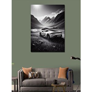 Kanvas Tablo Siyah Beyaz Spor Araba 70x100 cm