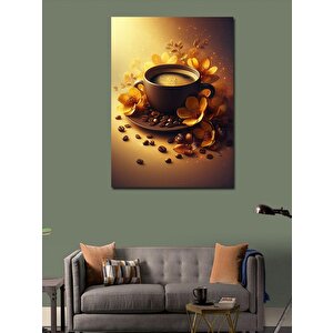 Kanvas Tablo Kahve Ve Çiçekler