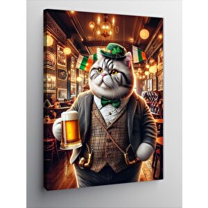 Kanvas Tablo Barda Bira İçen Obur Kedi