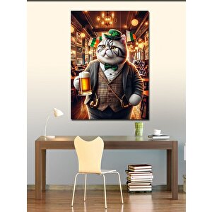 Kanvas Tablo Barda Bira İçen Obur Kedi