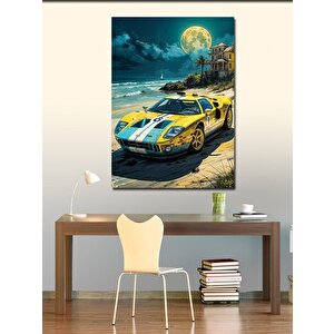 Kanvas Tablo Kumsaldaki Sarı Spor Araba 70x100 cm