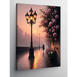 Kanvas Tablo Pembe Çiçekli Sokak 70x100 cm