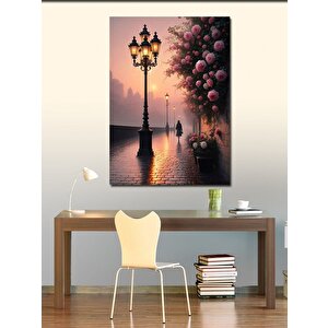 Kanvas Tablo Pembe Çiçekli Sokak 70x100 cm