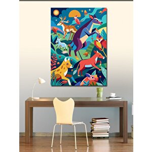 Kanvas Tablo Renkli Hayvanlar 100x140 cm