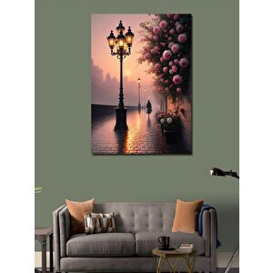 Kanvas Tablo Pembe Çiçekli Sokak 100x140 cm