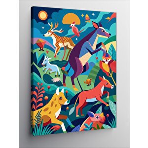 Kanvas Tablo Renkli Hayvanlar 70x100 cm