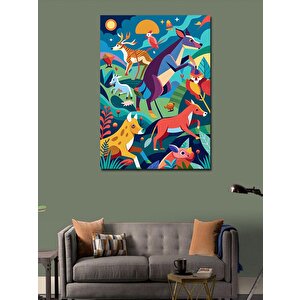 Kanvas Tablo Renkli Hayvanlar 70x100 cm