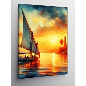 Kanvas Tablo Yelkenli Tekne Ve Gün Batımı 70x100 cm