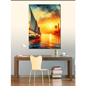 Kanvas Tablo Yelkenli Tekne Ve Gün Batımı 70x100 cm
