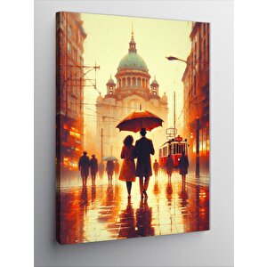 Kanvas Tablo Cami Manzarası Ve İnsanlar 100x140 cm