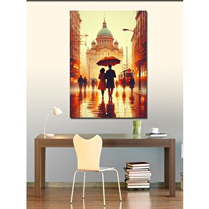 Kanvas Tablo Cami Manzarası Ve İnsanlar 100x140 cm