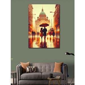 Kanvas Tablo Cami Manzarası Ve İnsanlar 100x140 cm