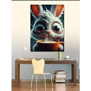 Kanvas Tablo Kahve İçen Tavşan 70x100 cm