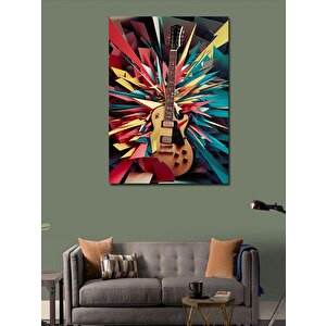 Kanvas Tablo Karmaşık Renkler Les Paul Gitar 70x100 cm