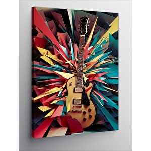 Kanvas Tablo Karmaşık Renkler Les Paul Gitar