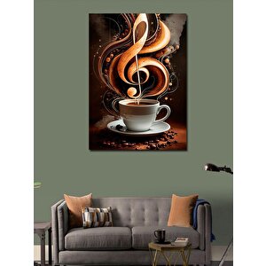 Kanvas Tablo Kahve Fincanı Ve Sol Anahtarı 100x140 cm