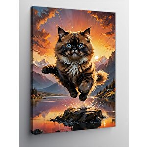Kanvas Tablo Siyah Sevimli Kedi 70x100 cm