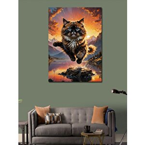 Kanvas Tablo Siyah Sevimli Kedi 70x100 cm