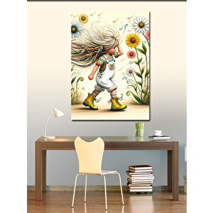 Kanvas Tablo Küçük Kız Ve Çiçekler 70x100 cm