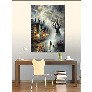 Kanvas Tablo Retro Kasaba Ve Kasvetl Hava 70x100 cm