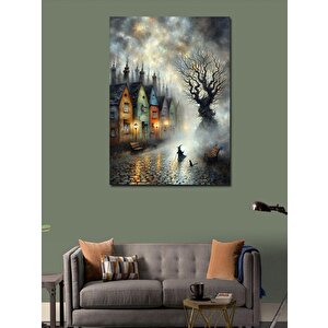 Kanvas Tablo Retro Kasaba Ve Kasvetl Hava 70x100 cm