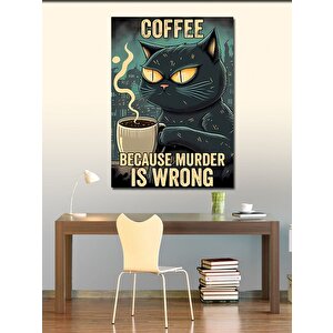Kanvas Tablo Kahve İçen Kedi 70x100 cm