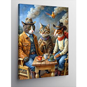 Kanvas Tablo Kahve İçen Kediler 70x100 cm
