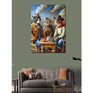 Kanvas Tablo Kahve İçen Kediler 70x100 cm