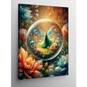 Kanvas Tablo Peri Kız Ve Çiçekler 100x140 cm