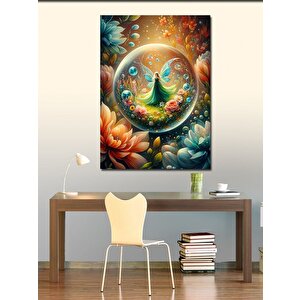Kanvas Tablo Peri Kız Ve Çiçekler 100x140 cm