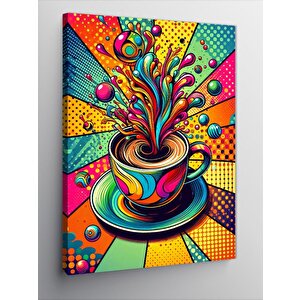 Kanvas Tablo Renkli Kahve Fincanı 70x100 cm